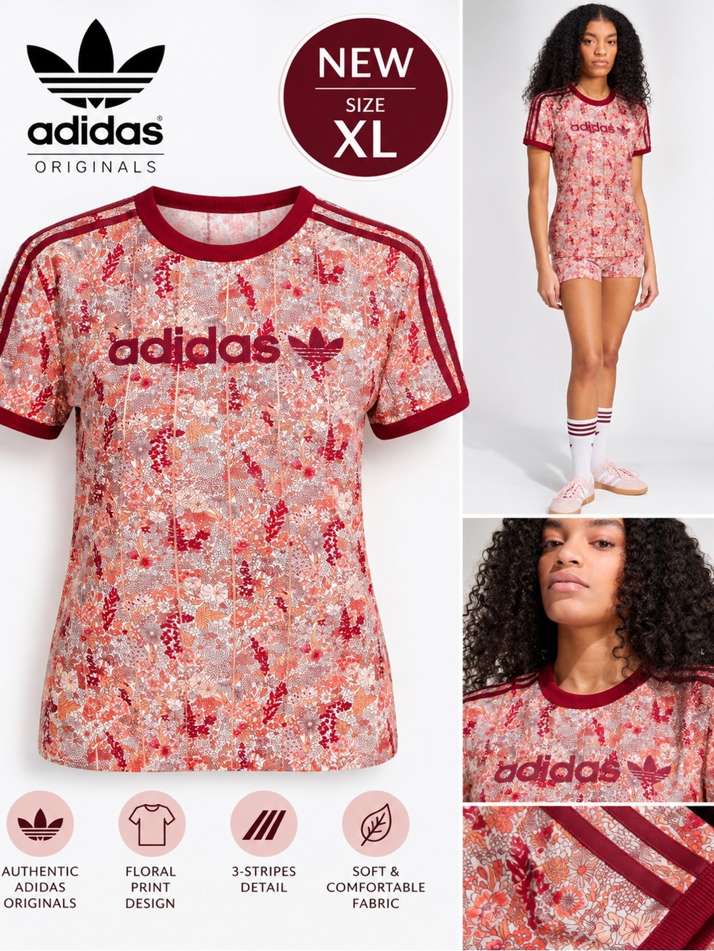 NWT Adidas Originals x Liberty London Tonal Cali Tee XL JC5305